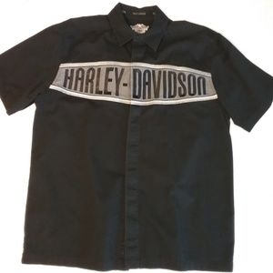 Harley Davidson Button-front Shirt, Black and Gray